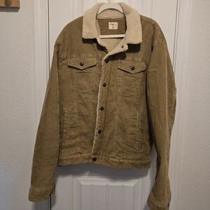 Men's Tan Sherpa-Lined Jacket